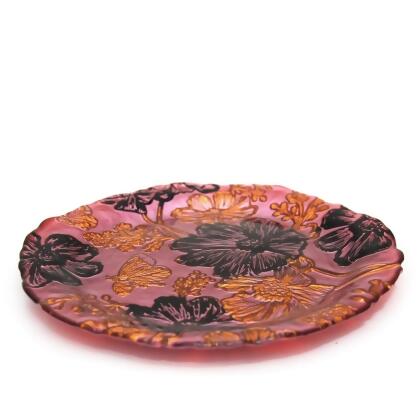 Red Pomegranate 1403-4 Papillion Side Plate - Rose, Gold & Black 