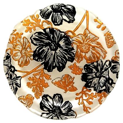 Red Pomegranate 4403-1 Papillon Side Plates, Cream, Gold & Black - Set of 4 