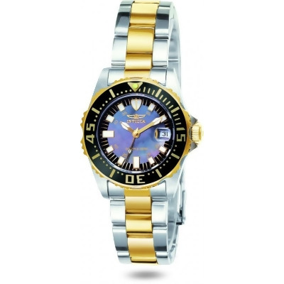 Invicta 2960 Womens Pro Diver Quartz 3 Hand Black Dial Watch with Steel & Gold Tone 