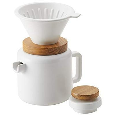 BonJour 47955 Ceramic Coffee & Tea 4-Cup Pour-Over Coffee Set, Matte White 