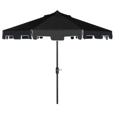 Safavieh PAT8000M 9 ft. Zimmerman Market Umbrella, Black & White 