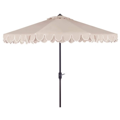 Safavieh PAT8106C 11 ft. Elegant Valance Umbrella, Beige & White 