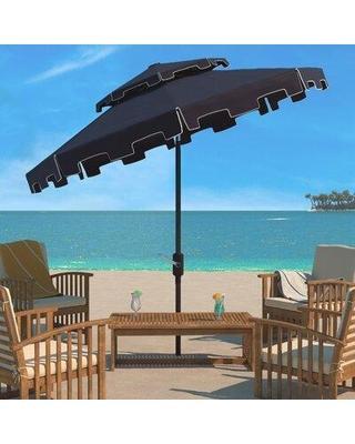 Safavieh PAT8107A 11 ft. Athens Crank Umbrella, Navy & White 