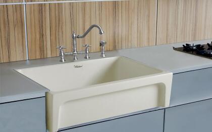 Whitehaus Collection WHQ5530-BISCUIT Glencove Reversible Fireclay Sink with Elegant Beveled Front Apron - Biscuit 
