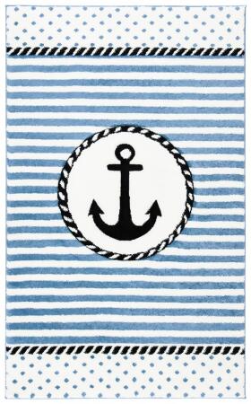 Safavieh CRK124A-3 3 ft. 3 in. x 5 ft. 3 in. Carousel Kids Rectangle Power Loomed Area Rug, Ivory & Navy 