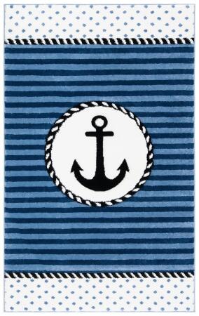 Safavieh CRK124N-3 3 ft. 3 in. x 5 ft. 3 in. Carousel Kids Rectangle Power Loomed Area Rug, Navy & Ivory 