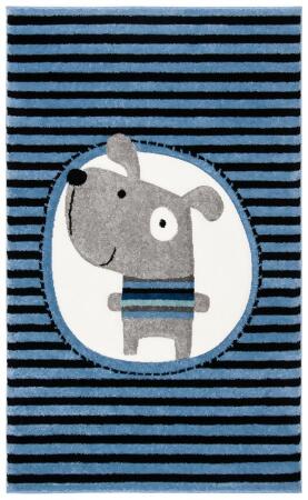 Safavieh CRK126N-3 3 ft. 3 in. x 5 ft. 3 in. Carousel Kids Rectangle Power Loomed Area Rug, Navy & Ivory 