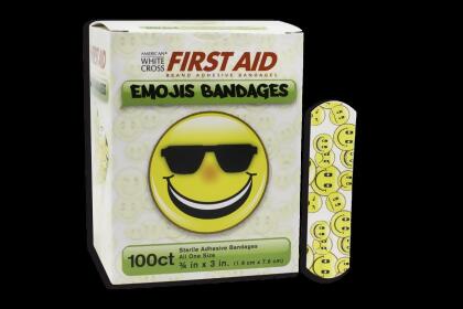 American White Cross 15606 0.75 x 3 in. Designer Adhesive Emoji Sterile Bandages
