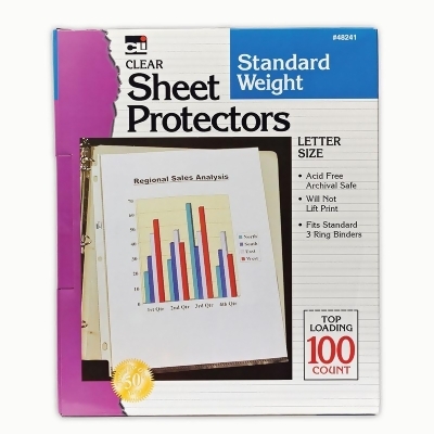 Charles Leonard CHL48241-2 Sheet Protectors Clear - 100 Per Box - Pack of 2 