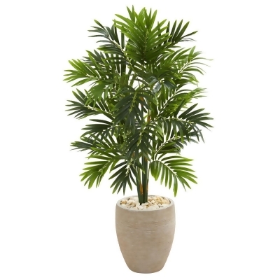 Nearly Natural 5636 4 ft. Areca Artificial Palm Tree in Sand Colored Planter 