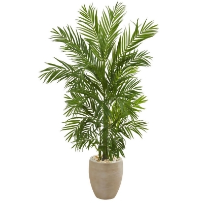 Nearly Natural 5642 5 ft. Areca Palm Artificial Tree in Sand Colored Planter 