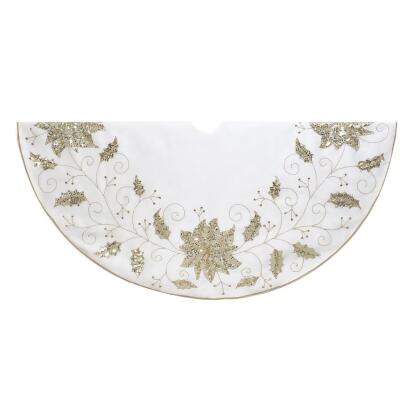 Kurt S. Adler TS0223 54 in. Ivory Holly Tree Skirt 