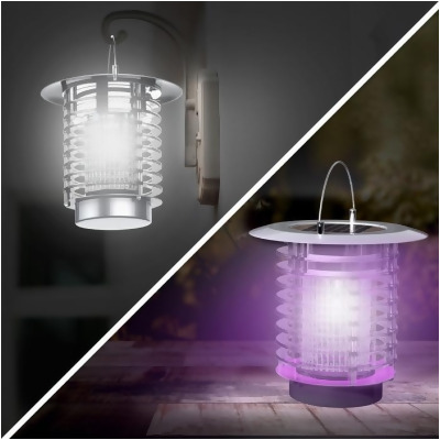 Pure Garden 50-LG1198 Solar Powered & Rechargeable LED Lantern & Bug Zapper- 2-in-1 Portable Ultraviolet Lamp 