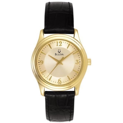 97V25 Bulova Gold-Tone Leather Ladies Watch 