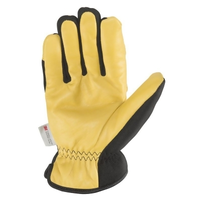 Wells Lamont 7003804 Mens Cowhide Leather Saddletan Grain Winter Work Gloves, Black & Yellow - Large 