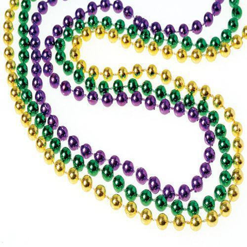 (Price/144 Pieces) OD439 Bulk Mardi Gras 6mm Bead Necklaces