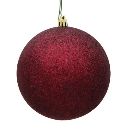 Vickerman N590665DG 2.4 in. Burgundy Glitter Treated Ball Christmas Ornament with Drilled & Wired Cap 24 per Bag 