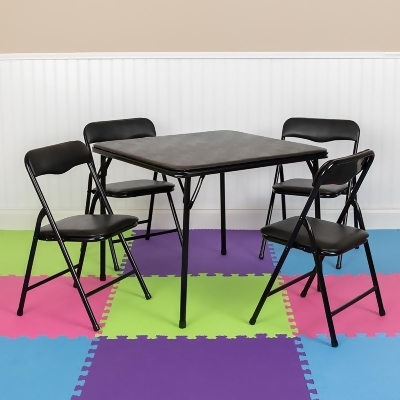 Flash Furniture JB-9-KID-BK-GG Kids Black 5 Piece Folding Table & Chair Set 