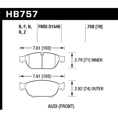 Hawk Performance HB757B.758 HPS 5.0 Front Brake Pads for Audi 2013 A5 Quattro & 12-16 A6 Quattro-A7 Quattro-A8 Quattro 