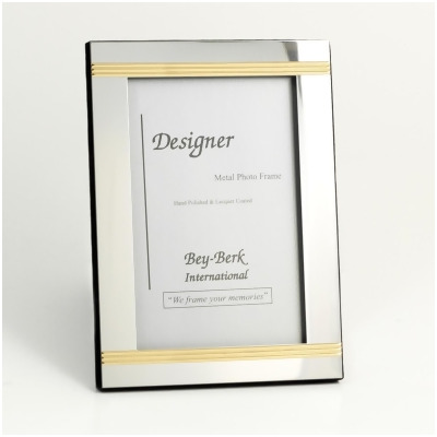 Bey-Berk International SB160-09 4 x 6 in. Picture Frame with Easel Back - Silver & Brass 