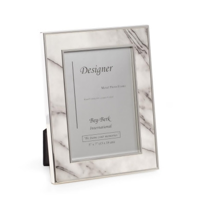 Bey-Berk International SF123-11 5 x 7 in. Marble Design Picture Frame with Easel Back - Silver 