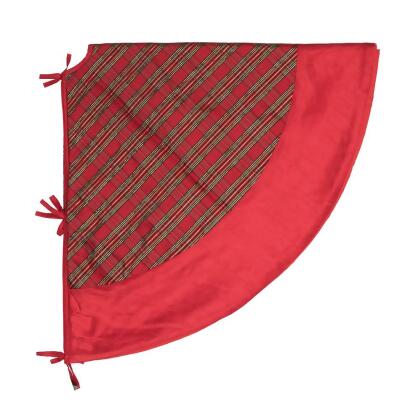 Vickerman QTX190952 52 in. Red & Gold Plaid Trim Tree Skirt 