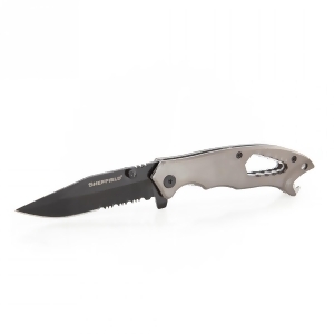 Sheffield 4018910 3.0 in. Mechan Folder Combo Knife Blade with Aluminum Handle - All