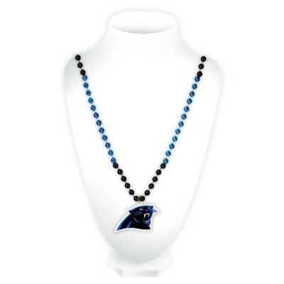 Carolina Panthers Beads with Medallion Mardi Gras Style 