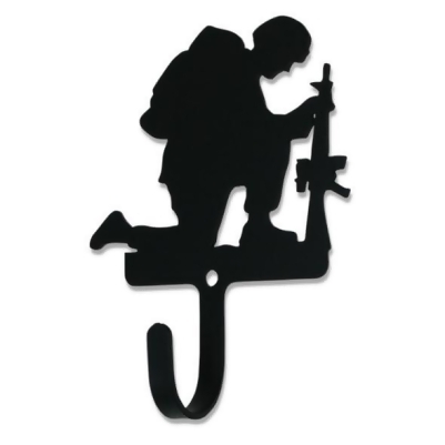 Village Wrought Iron WH-373-S Soldier Kneeling Wall Hook - Small 