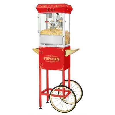 Superior Popcorn 82-P056 8 oz Movie Night Popcorn Popper Machine with Cart - Red 