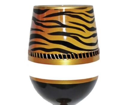 95 & Sunny SLDECOTIGER 18 oz Deco Tiger Bottoms Up Stemless Wine Glass 