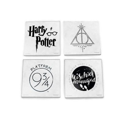 Trend Setters SPCSTR1017 Harry Potter Symbols StarFire Prints Glass Coaster Set 