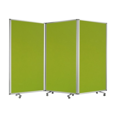 Benzara BM205791 Accordion Style Fabric Upholstered 3 Panel Room Divider, Green & Gray 