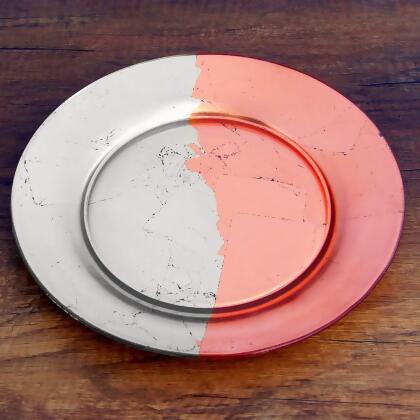 Red Pomegranate 4984-5 Gilt Edge Salad Plates, Silver & Rose - Set of 4 