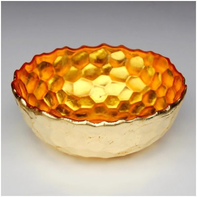 Red Pomegranate 1083-6 9.5 in. Hive Serving Salad Bowl, Amber & Gold 