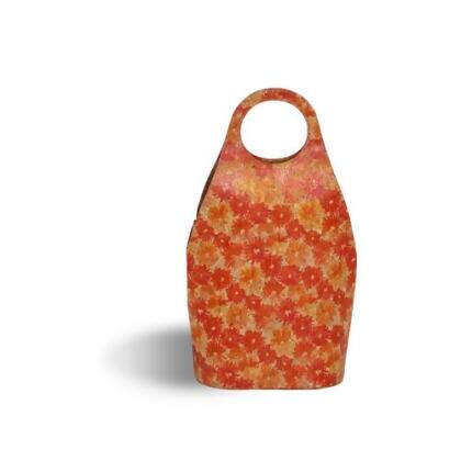 Picnic Plus PSL-706FC Soleil Wine Tote Soft Suede Lining - Floral Cork Orange 