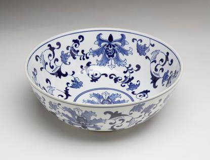 AA Importing 59879 14 in. Blue & White Bowl 