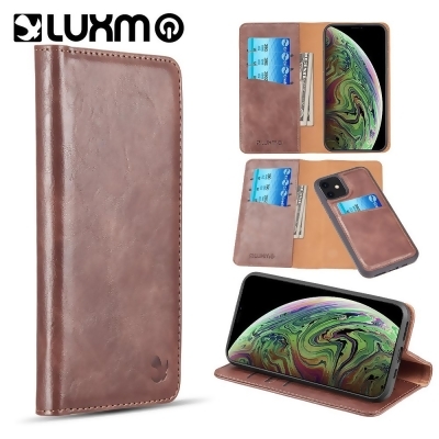 iPhone LPFIPXR2-GENT2-BR Luxury Gentleman 2nd Generation Detachable Magnetic Flip Leather Wallet Case with Trio Card Slots for iphone 11 - Brown 