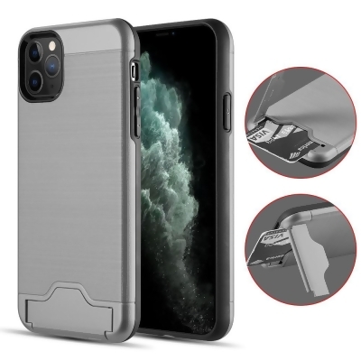 iPhone TCAIP11M-CTG3-GY Kardcase Protective Hybrid 2 in 1 Card To Go 2nd Generation Credit Card Case with Silk Back Plate for iphone 11 Pro Max - Metallic Grey 