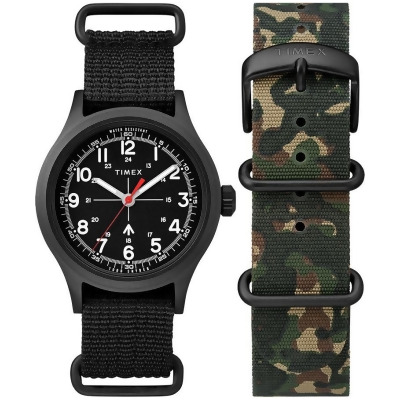 Timex TWG0176007S X Todd Snyder Military Inspired Fabric Black Dial Watch 