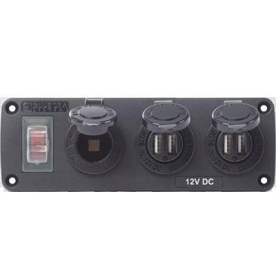 Blue Sea Systems BS-4365 12VDC Socket & Two USBs Water-Resistant Accessory Exterior Panel 
