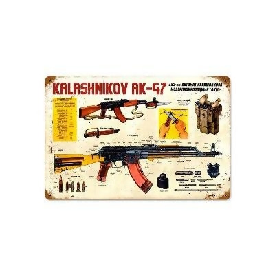 Past Time Signs V740 Kalashnikov AK-47 Axis Military Vintage Metal Sign 