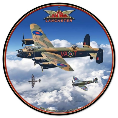 Pasttime Signs LGB397 14 x 14 in. Round - Avro Lancaster Bomber Metal Sign 