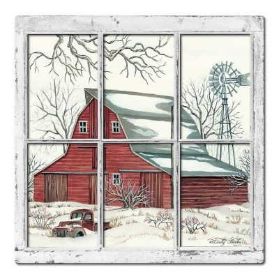 Pasttime Signs CIN167 24 x 24 in. 3D - Winter Barn 11 Frame Metal Sign 