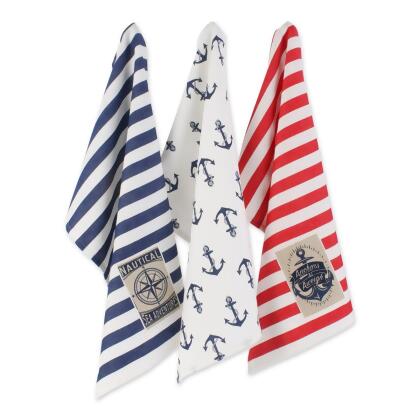 Design Imports CAMZ11639 Maritime Embellished Dishtowel - Set of 3 