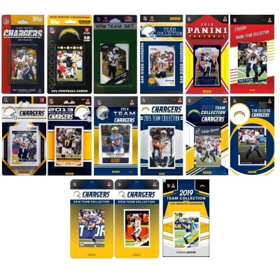 C&I Collectables CHARGERS1519TS NHL Los Angeles Chargers 15 Different Licensed Trading Card Team Set 