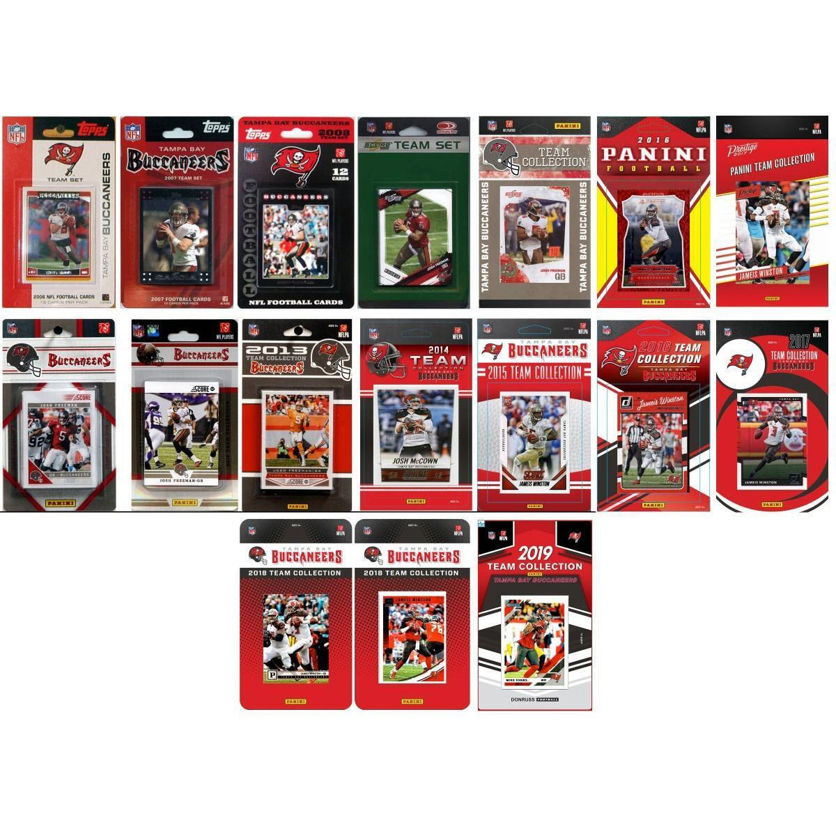 C&I Collectables BUCS1719TS NHL Tampa Bay Buccaneers 17 Different Licensed Trading Card Team Set