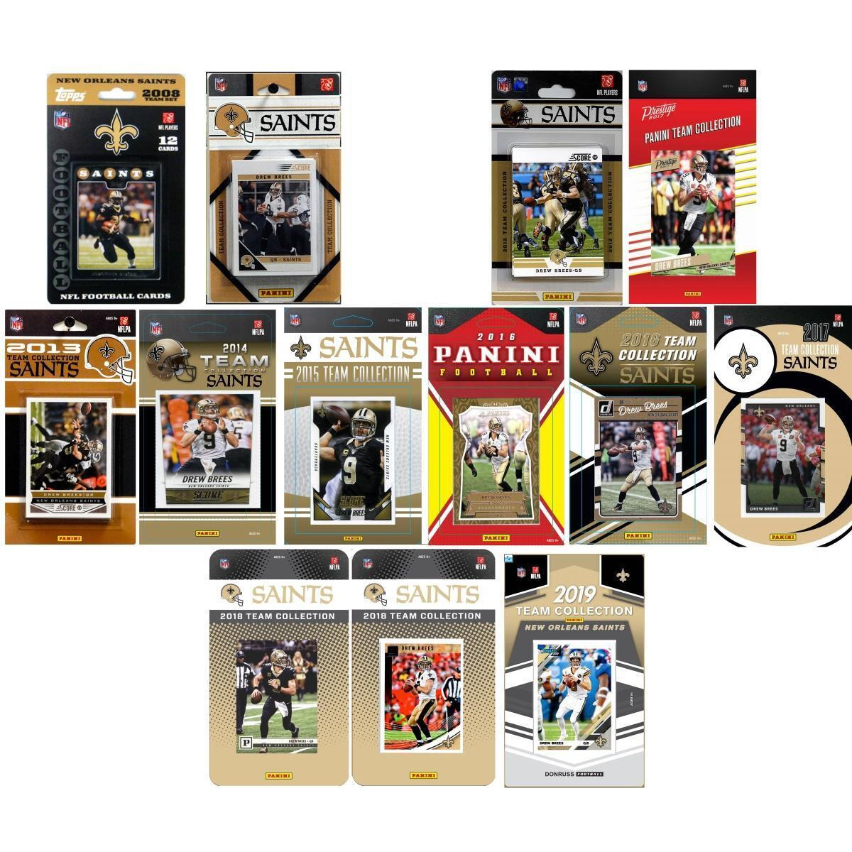 C&I Collectables SAINTS1419TS NHL New Orleans Saints 14 Different Licensed Trading Card Team Set