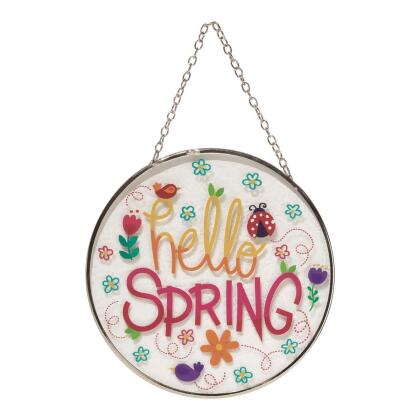 Dicksons SUNCG-6 6 in. Suncatcher Hello Spring Glass with Suction Cup
