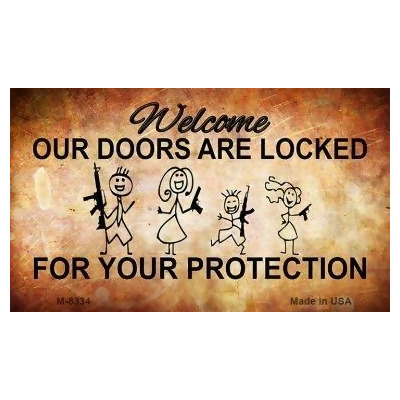 Smart Blonde M-8344 3.5 x 2 in. Doors Locked Your Protection Novelty Metal Magnet 